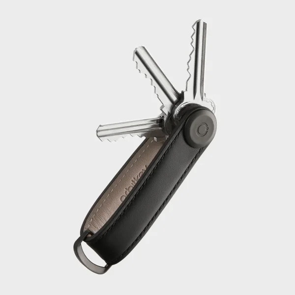 Key Organizer Leather — Black with Black Stitching
