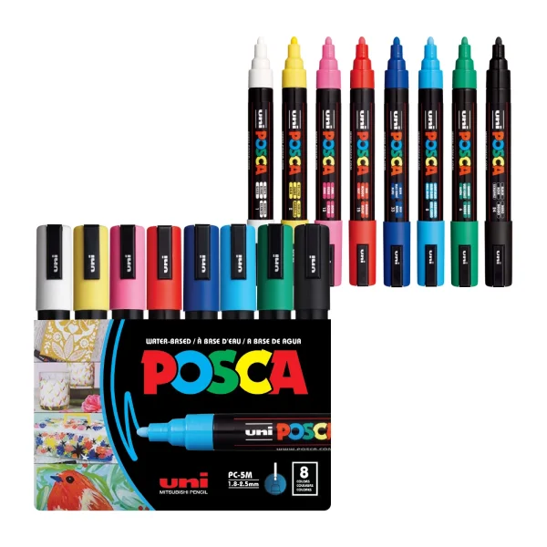 POSCA PC-5M Paint Markers — 8-color set
