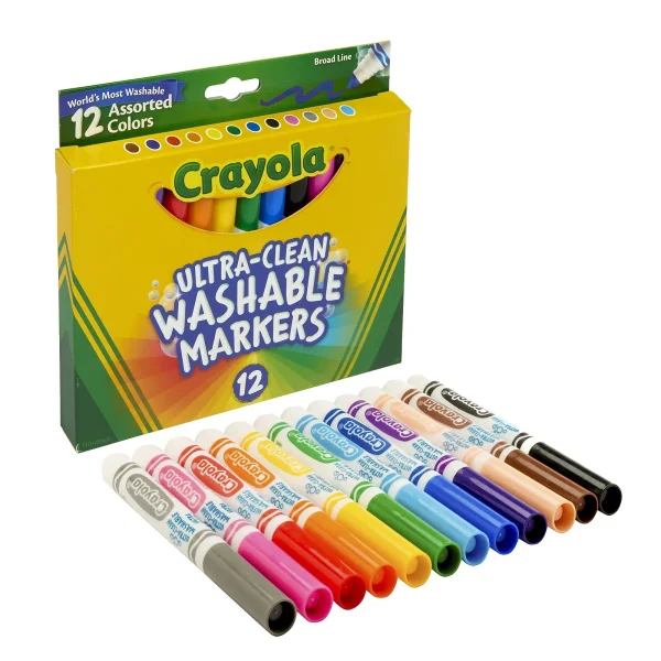 Crayola UltraClean Washable Broad Line Markers —12colors