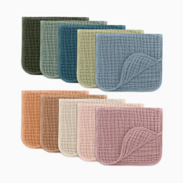 Comfy Cubs 6-Layer Muslin Burp Cloths Set - Multicolor, 10