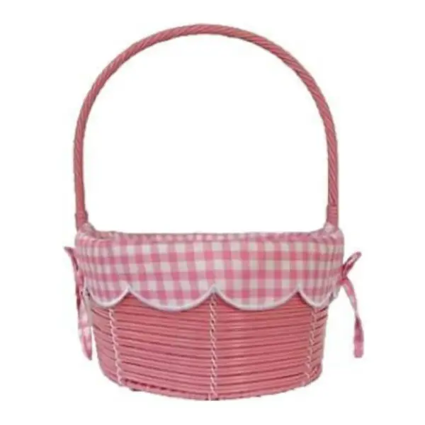 Plastic Basket with Gingham Liner