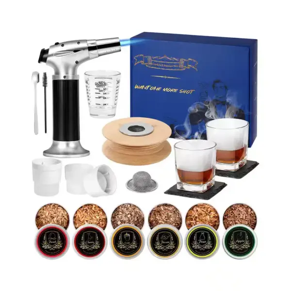 Lynzavix Cocktail Smoker Kit with Torch, 6 Flavors Wood Chips, 2 Glasses, Bourbon Whiskey Smoker Infuser Kit 29DSA11674 - The Home Depot