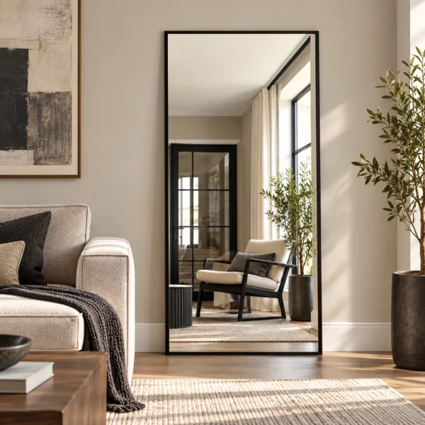 LuxHomez 32 in. W. x 71.2 in. H Modern Rectangle Aluminum Alloy Full Length Mirror Black Wall Mirror/Floor Mirror LRM-80-BK-1 - The Home Depot