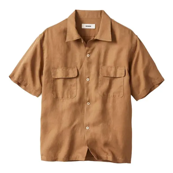 Draped Linen Deuce Coupe Camp Shirt