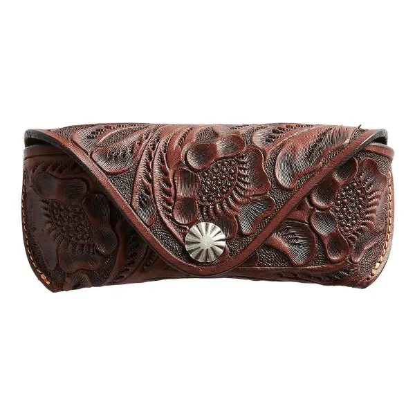 Hand-Tooled Leather Eyeglass Case