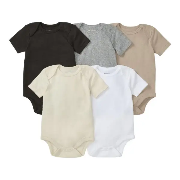 Short Sleeve Solid Organic Cotton Bodysuits (5 Pack)