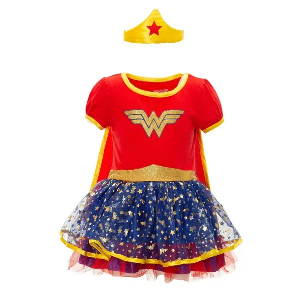 Warner Bros. Justice League Wonder Woman Costume Dress Cape and Headband Set