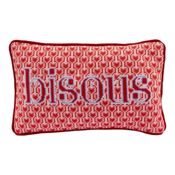 Bisous Needlepoint Pillow