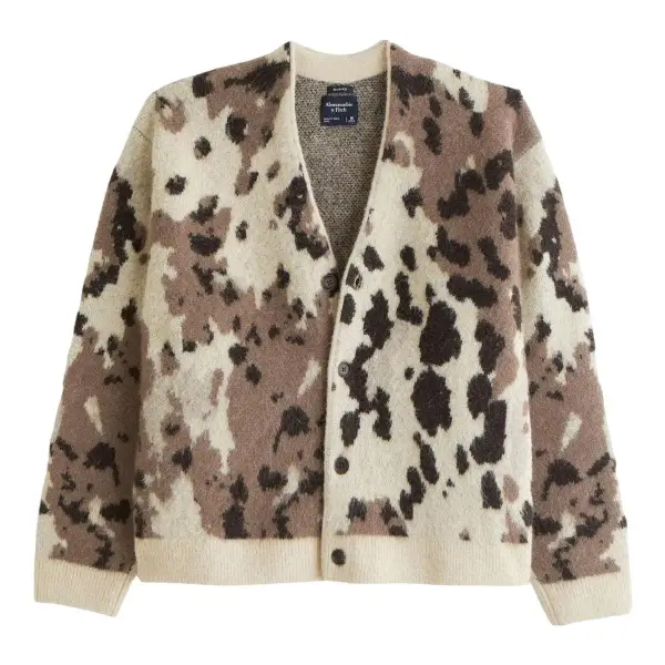 Fuzzy Animal Print Cardigan