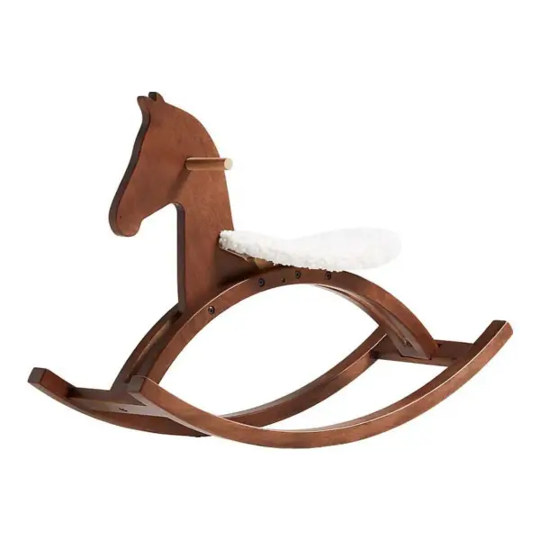 Wooden Kids Rocking Horse with Sherpa Seat