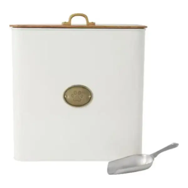 Dog & Cat Paw Food Storage Canister, White, 34 qt/136 cups, 1 count