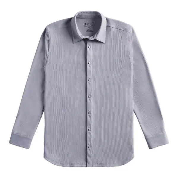 Ribbed+ Long Sleeve Button Down Top