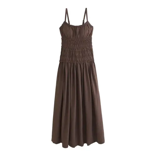 Smocked Drop-Waist Maxi Dress