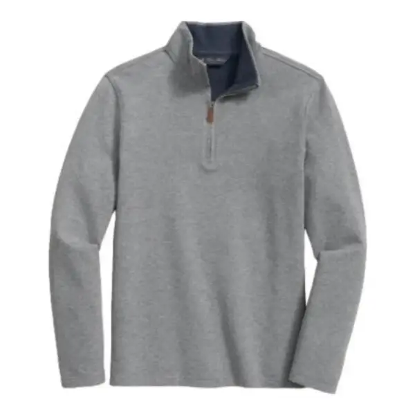 Cotton Blend Pique Quarter-Zip Sweater