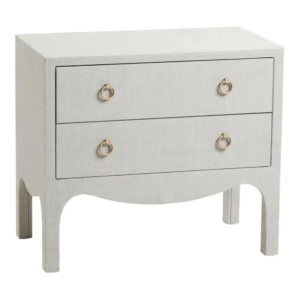 27in Linen Wrapped Two Drawer Side Table