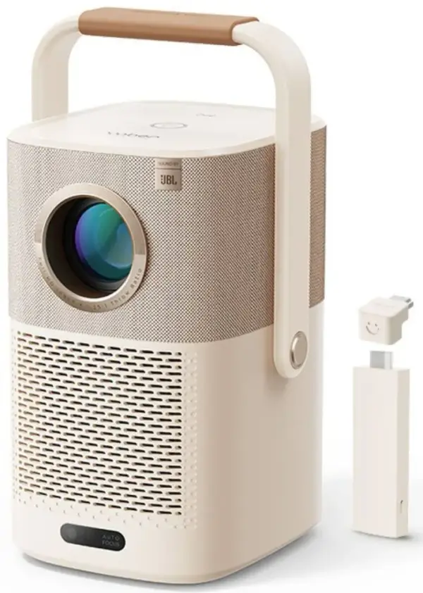T2 Plus Portable Projector, 350 ISO, JBL Dolby Audio Native 1080P Auto Focus & Keystone WiFi 6 Bluetooth - Cream