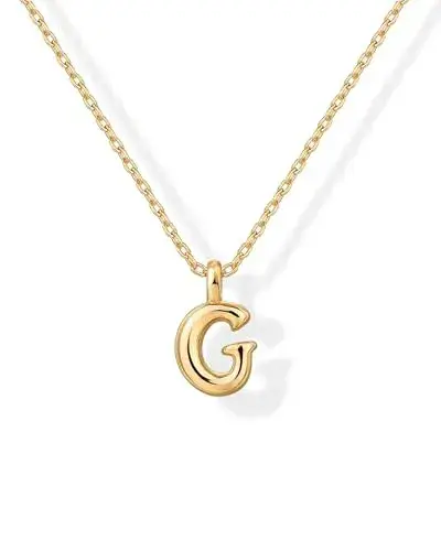 PAVOI 14K Yellow Gold Plated Bubble Initial Letter Pendant Necklace for Women - Chunky Alphabet Necklace - Letter G