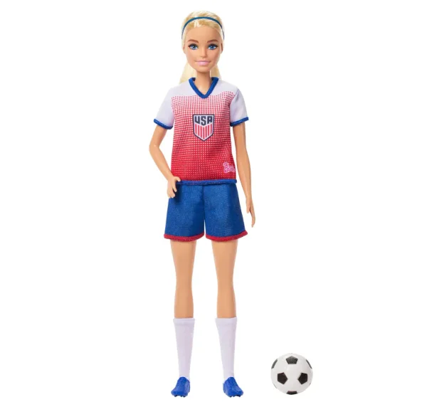 Barbie Careers USSF Soccer Fashion Doll Dressed in Removable Sport-Themed Outfit & Shoes with Accessories​