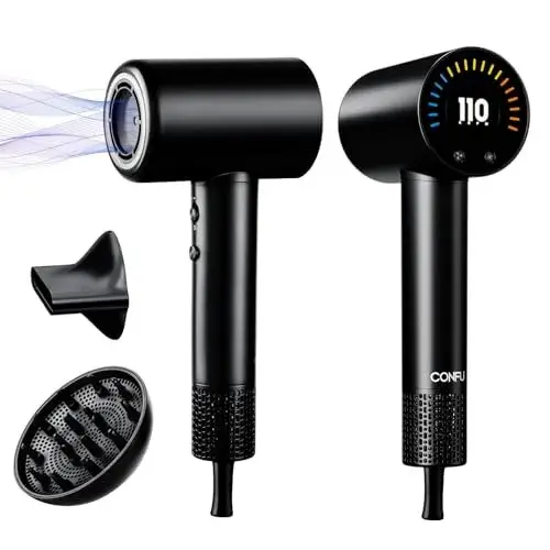 CONFU Hair Dryer, 110000 RPM Fast Drying Blow Dryer with Magnetic Diffuser and Concentrator