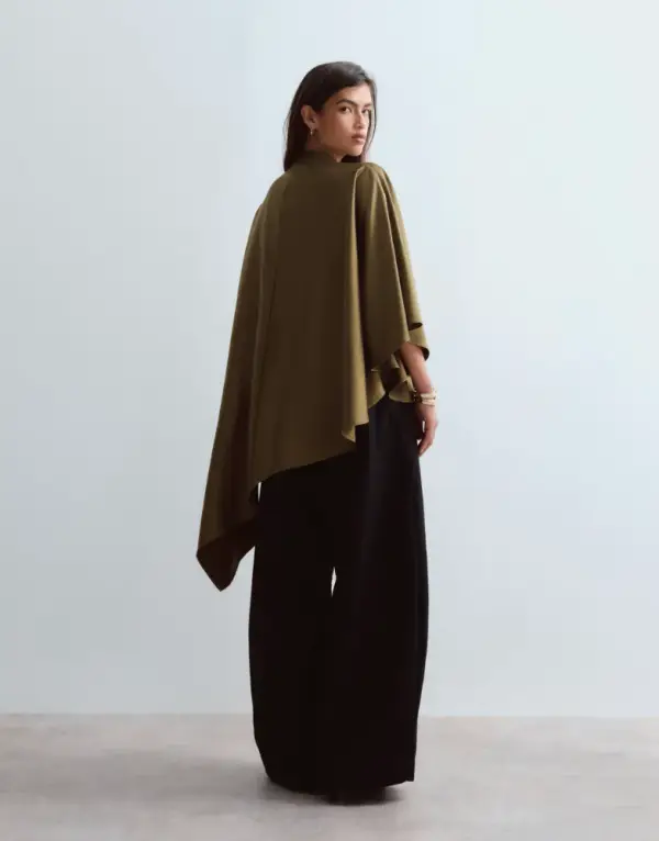 ARRANGE satin drape top with hardware detail in olive