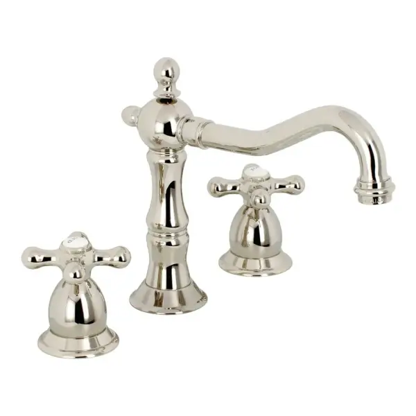 Heritage Big Cross Handle Widespread Bathroom Faucet With Drain Assembly
