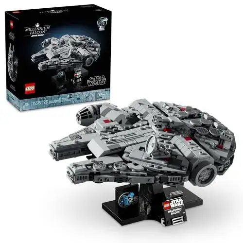 LEGO Star Wars Millennium Falcon 25th Anniversary Collectible - DIY Building Set for Adults, Men & Women, Ages 18+ - A New Hope Model with Display Stand - Star Wars Gift - 75375