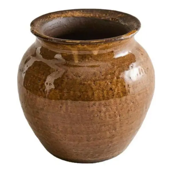 Ceramic Vase with Slightly Irregular Wide Mouth