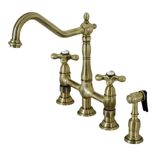 Heritage 1.8 GPM Widespread Bridge Kitchen Faucet - Includes Escutcheon and Side Spray
