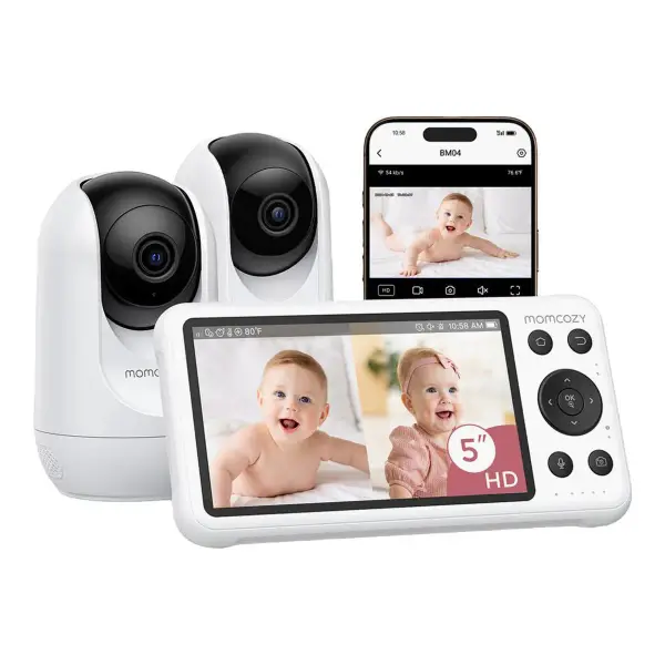Momcozy 5 Inch Dual mode Smart Baby Monitor with 2 Camera BM04