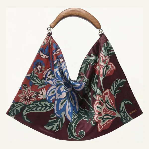 Velvet Wood Handle Small Scarf Bag