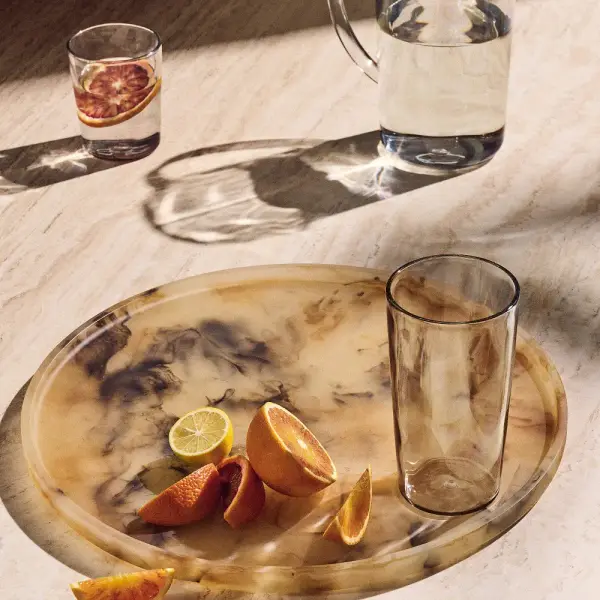 Faux Horn Round Resin Decorative Tray