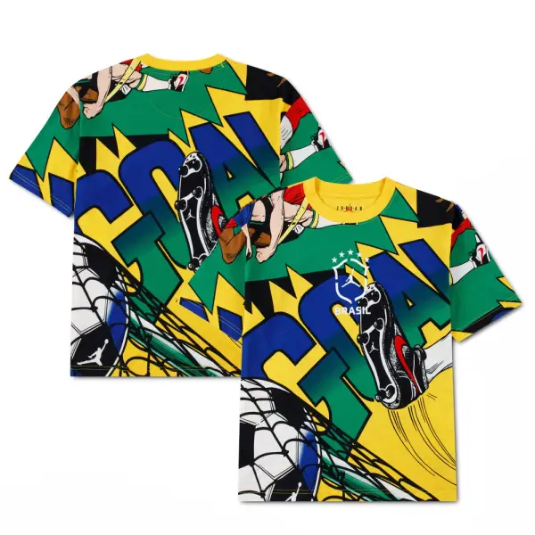 Brazil National Team Jordan Brand Youth Boxy Goal T-Shirt - Yellow