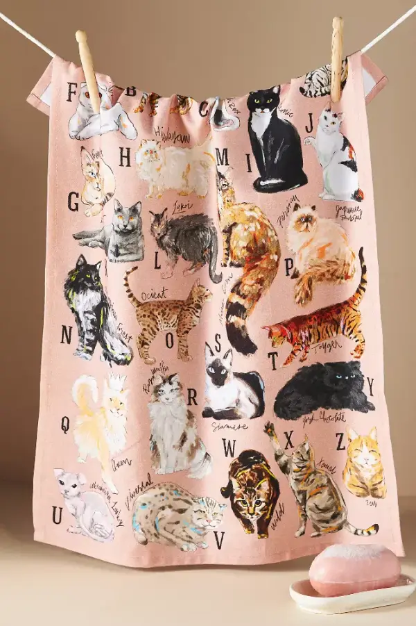 Cat Breeds A-Z Dish Towel