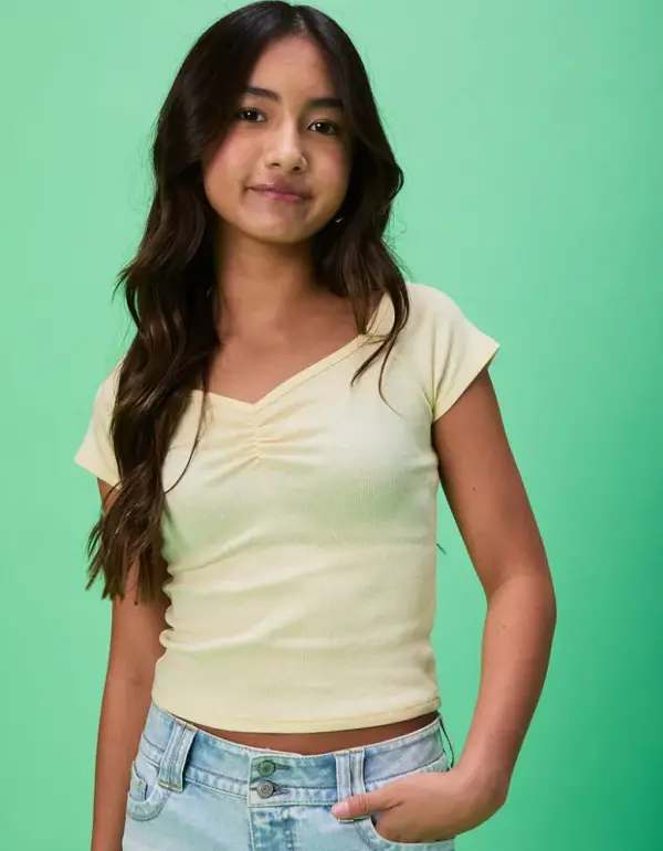FULL TILT Essentials Girls Cinch Tee - YELLOW