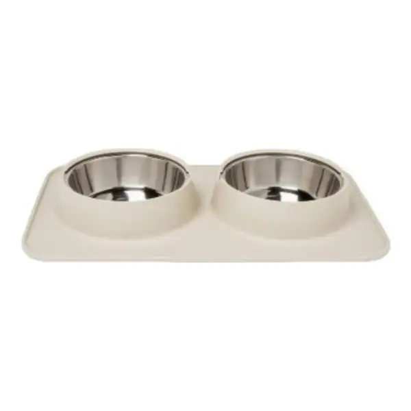 Silicone Pet Mat + Stainless Steel Double Diner - 3.5 Cups