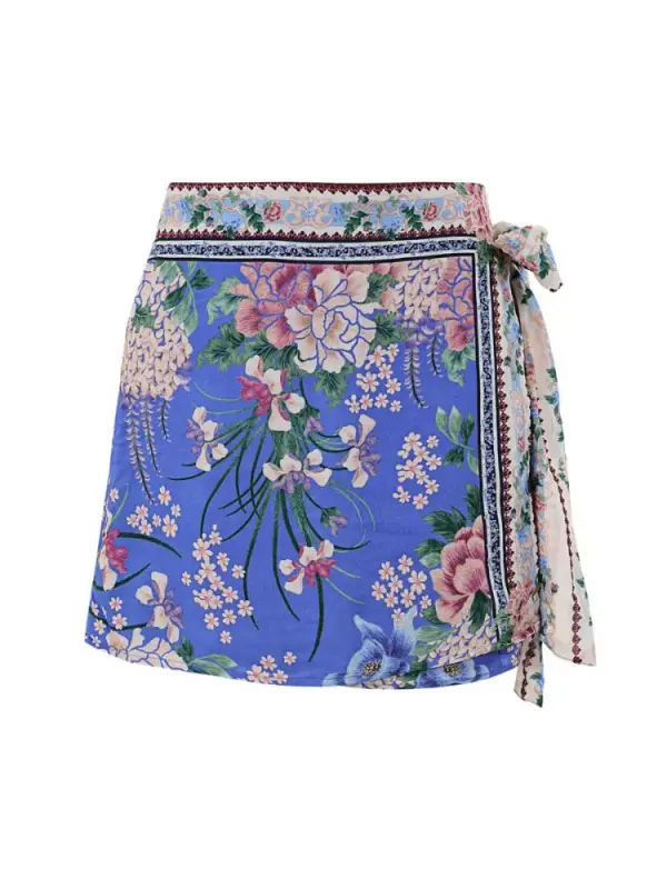 Agua Bendita Ziara Ivy Floral Wrap Miniskirt | Saks Fifth Avenue