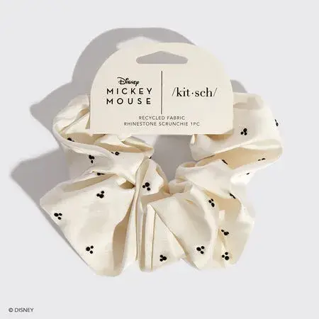 Kitsch x Mickey and Minnie Cream Rhinestone Scrunchie