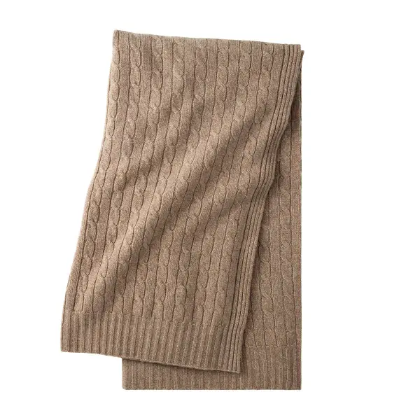 The Iconic Cable Cashmere Throw Blanket