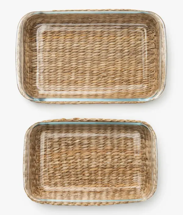 Glass Baking Dishes With Hand Woven Lattice Set Of 2