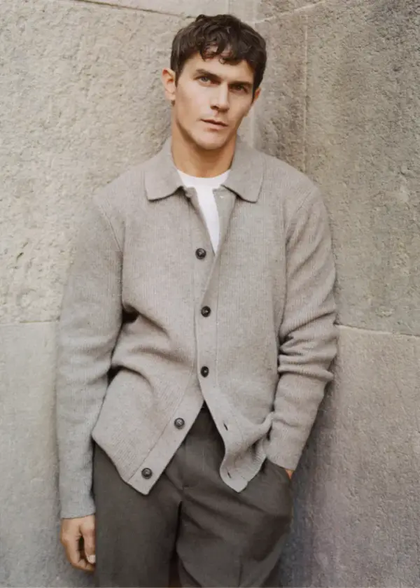 Ribbed knit cardigan - Men | MANGO USA