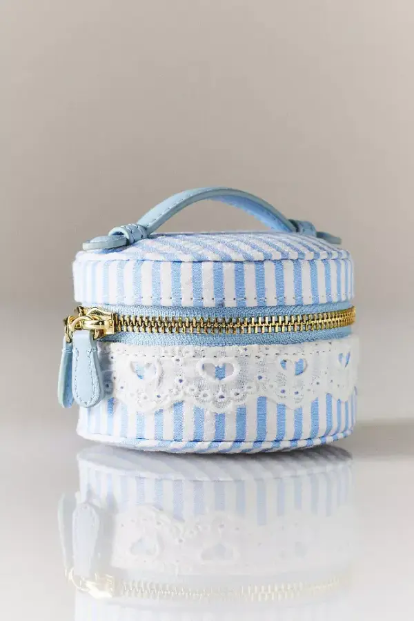 Stoney Clover Lane Blue Seersucker Pill Case