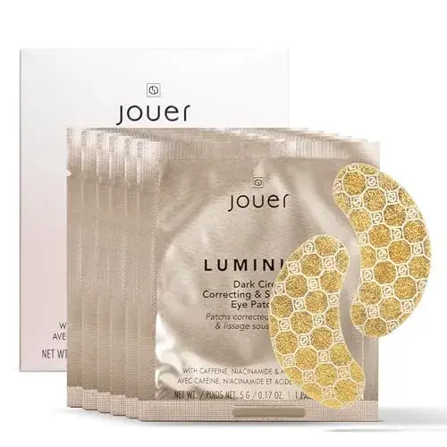 Jouer Luminize Dark Circle Correcting & Smoothing Eye Patches, Caffeine Eye Patch for Dark Circles and Puffiness, Under Eye Mask Patch for Wrinkles | $36 Value