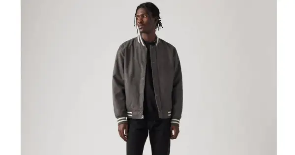 Faux Suede Varsity Jacket