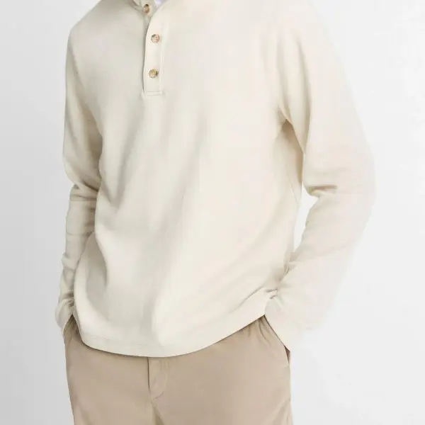 Button Mock Neck Long Sleeve