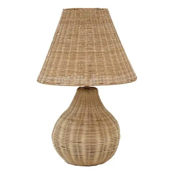 Honeybloom Natural Weaving Rattan Medium Table Lamp With Shade, 24"