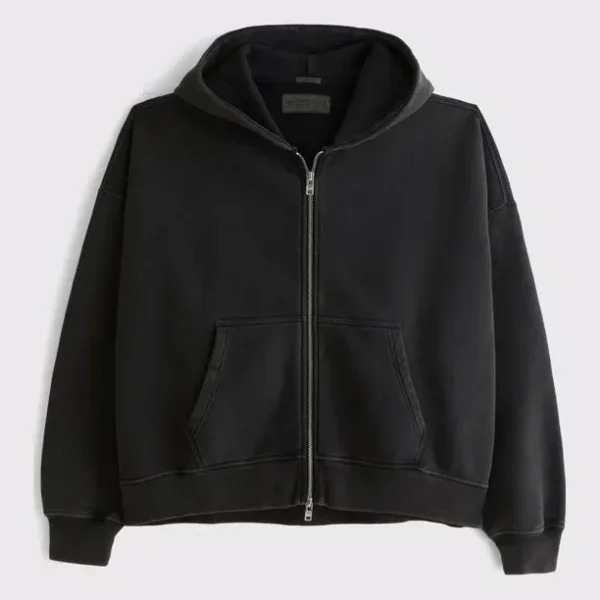 Men's Essential Cropped Full-Zip Hoodie | Men's Tops | Abercrombie.com