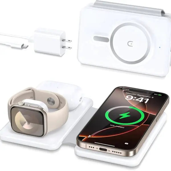 ETEPEHI Travel Magnetic Wireless Charger: 3 in 1 Foldable Charging Pad Compatible for iPhone 17 Air 16 15 14 Pro Max Plus, iWatch Series & Airpods - Walmart.com