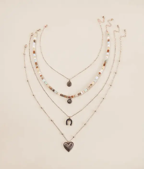 4 Pack Multi Charm Necklace Set