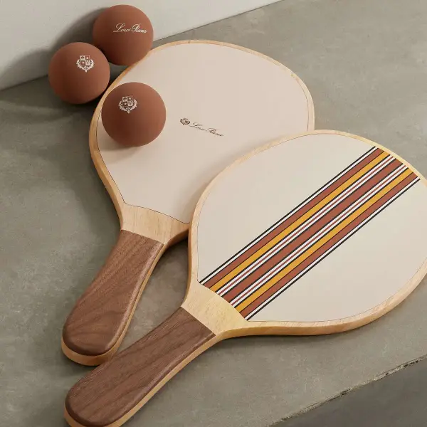 The Suitcase Stripe Wood And Leather Paddleball Set
