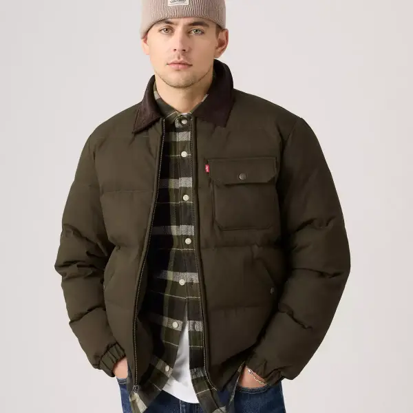 Quilted Depot Jacket with Corduroy Collar